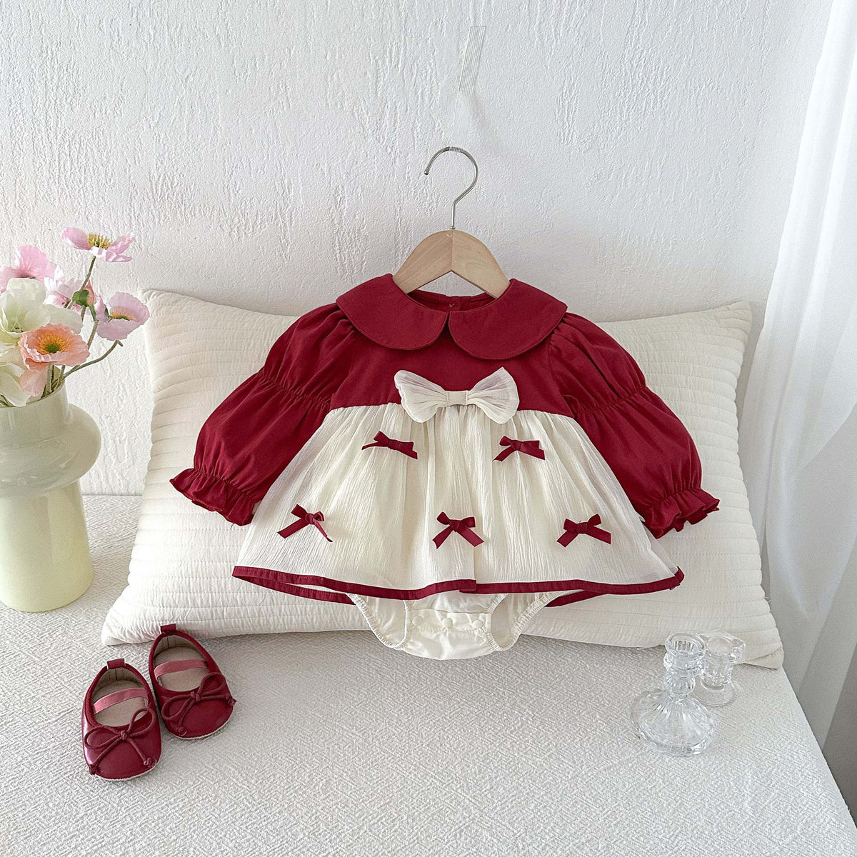 Ruby Ribbon Romper Dress