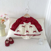 Ruby Ribbon Romper Dress