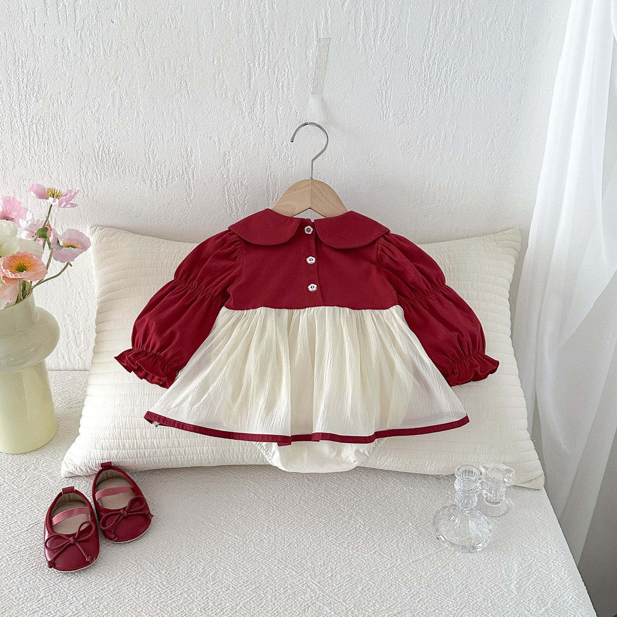 Ruby Ribbon Romper Dress
