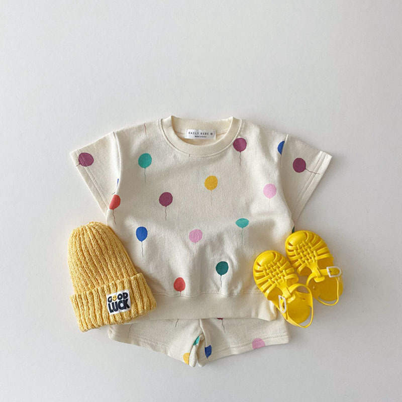 Balloon printed shorts set