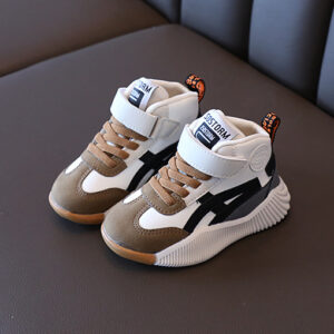 white and brown sneakers