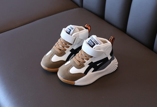 white and brown sneakers