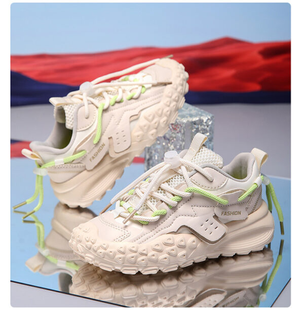 White sneakers with neon laces - Image 3