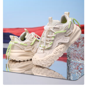White sneakers with neon laces