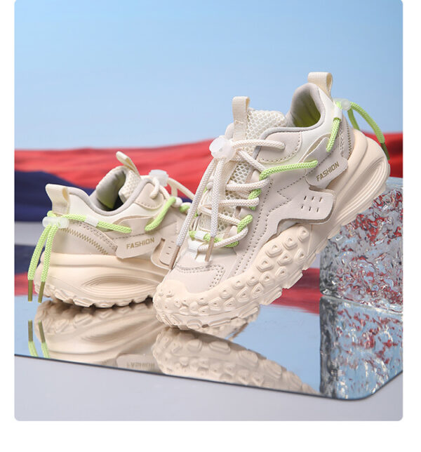 White sneakers with neon laces